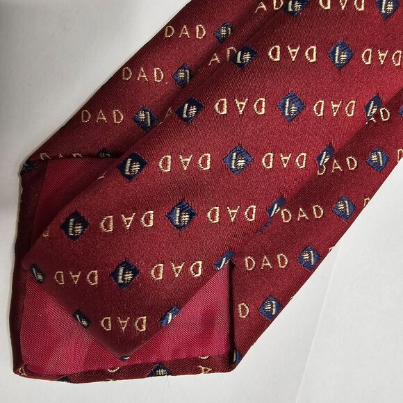 Dad Graphic Patterned Red Blue Necktie Men Neck Tie - Picture 6 of 9